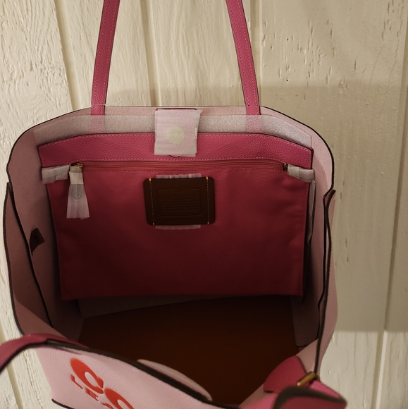 Coach Vibrant Color-blocked Pebble Leather Tote Purse Bag - Picture 10 of 13